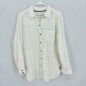 Pilcro and the Letterpress Lightweight Cream Button-Down Shirt